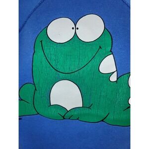 Vintage Cartoon Frog Sweat Shirt Jim Benton Sportsweats 1985 Blue Size M/L Hoppy